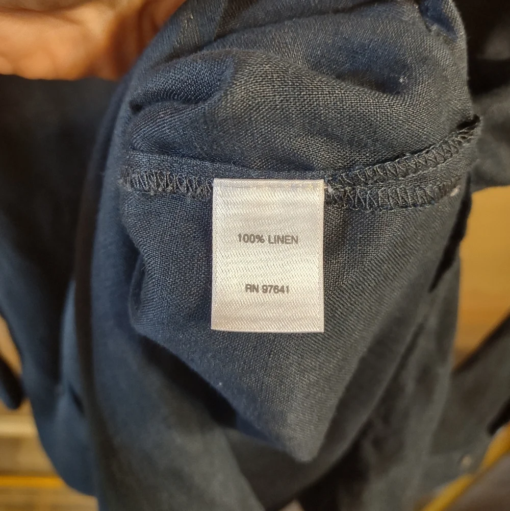 J Jill Linen Navy Blue Button Down Top - Picture 7 of 8